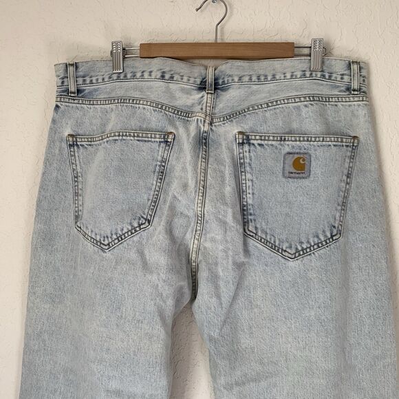 Carhartt Jeans Men 38x32 Light Acid Wash Denim Nolan Pant Workwear USA Classic - Picture 4 of 9